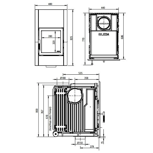 Kachelofeneinsatz Leda Brillant H4 14 KW 4 Kachelofeneinsatz Leda Brillant H4 14 KW – Bild 4