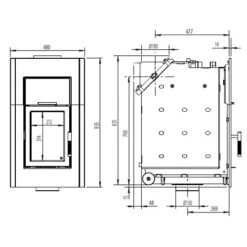 Kachelofeneinsatz Leda Diamant H100 W 12,5 KW Wasserführend -Angebote Morsø Store DIAMANT H100 W techn 900x900