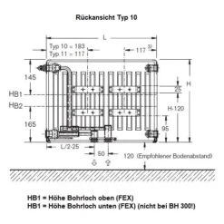 Heizkörper Komplett Set Buderus Logatrend VCM-Plan Typ 10 - Flachheizkörper -Angebote Morsø Store Heizkoerper Komplett Set Buderus Logatrend VCM Plan Ruckansicht Typ 10 Technische Zeichnung 900x900
