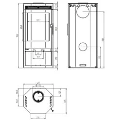 Kaminofen Justus Usedom 5 | 5,5 KW -Angebote Morsø Store Kaminofen Justus Usedom 5 Stahl Masszeichnung 900x900